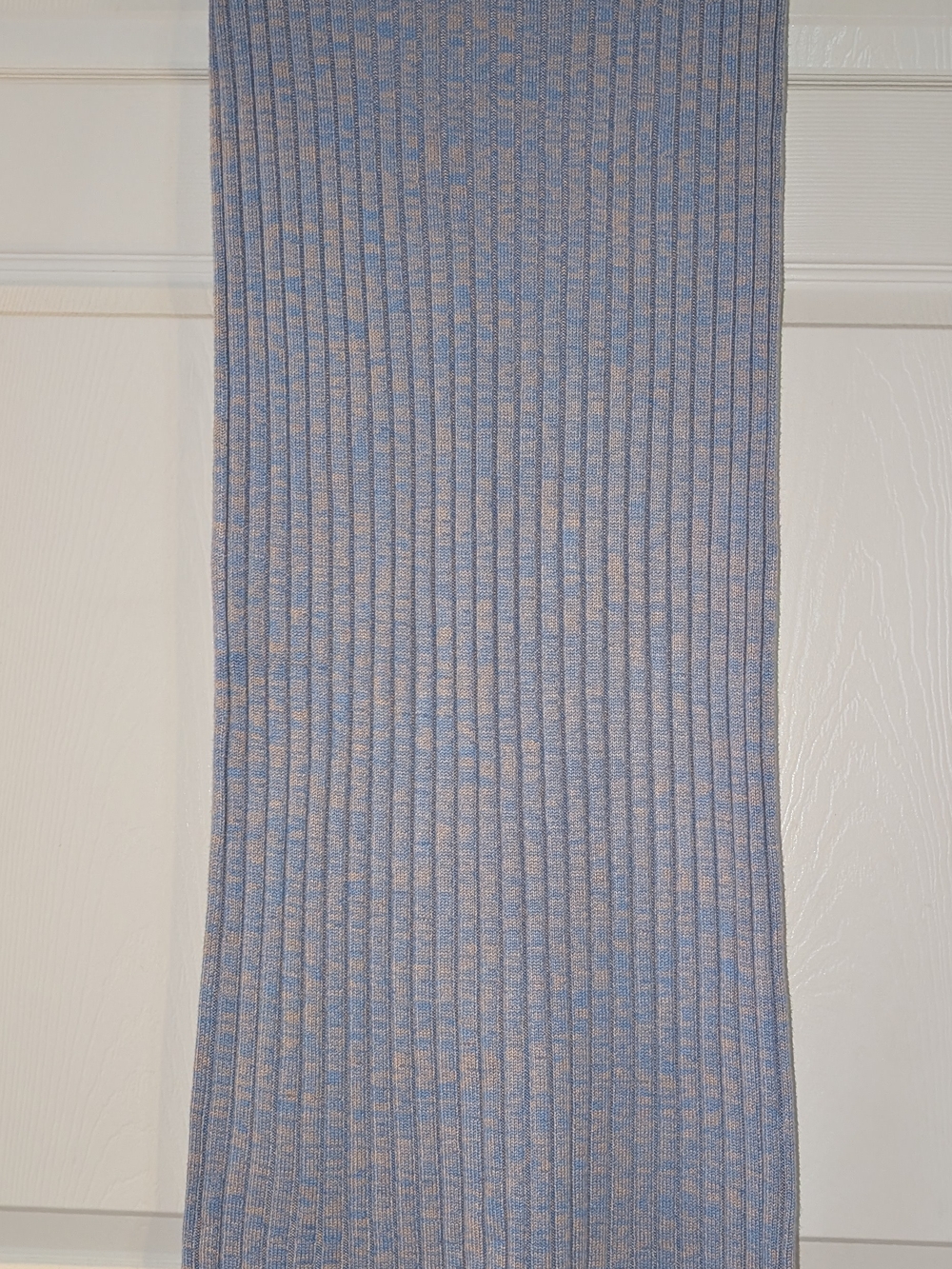 AFRM Ribbed Knit Midi Skirt in Blue and Cream